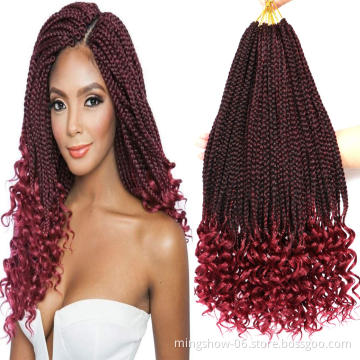 Fast delivery 100g 24 inch 22 strands synthetic ombre crochet box braids hair